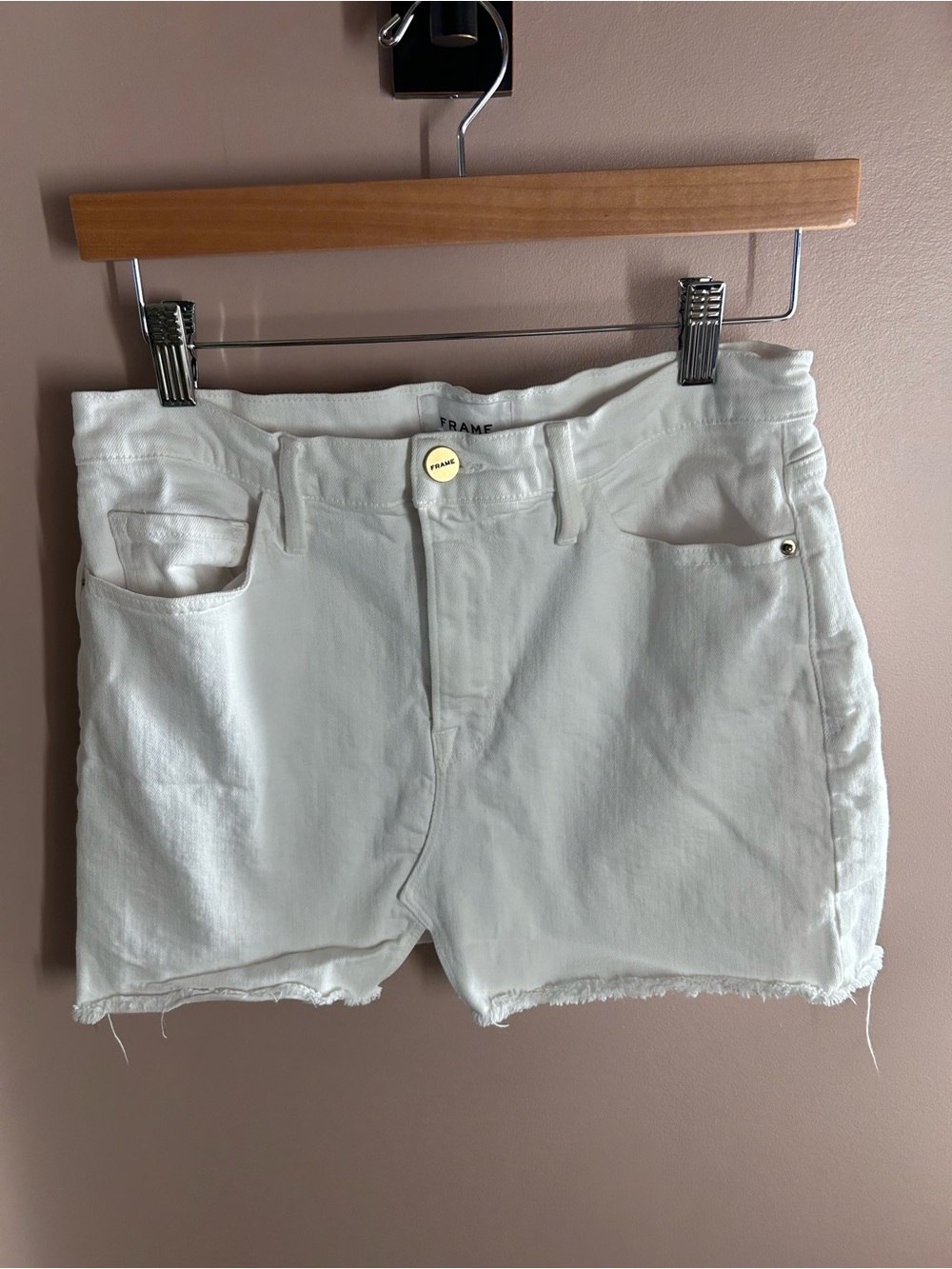 Frame Denim White Frayed Hem Women's Denim Skirt- size 27